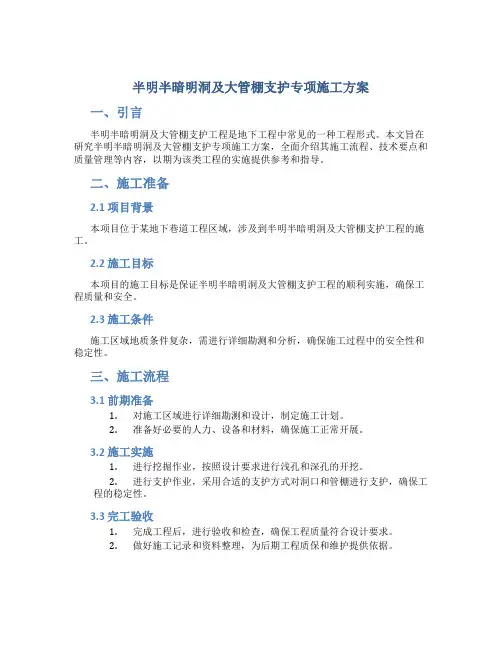 半明半暗明洞及大管棚支护专项施工方案