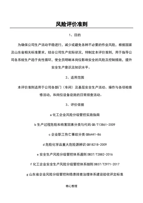 公司风险评价准则