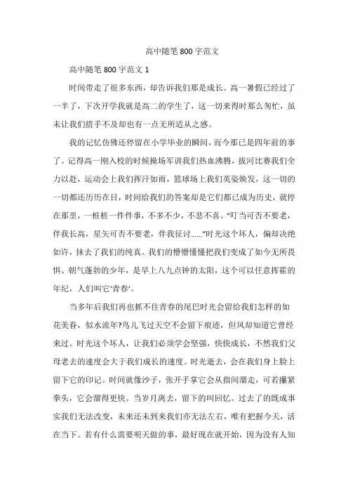 高中随笔800字范文