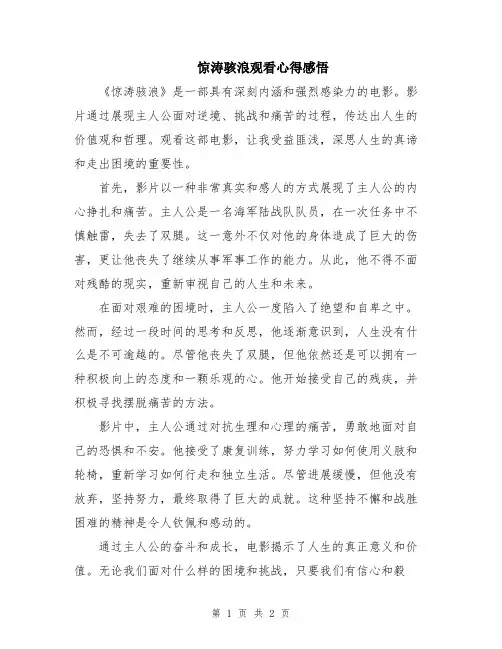 惊涛骇浪观看心得感悟