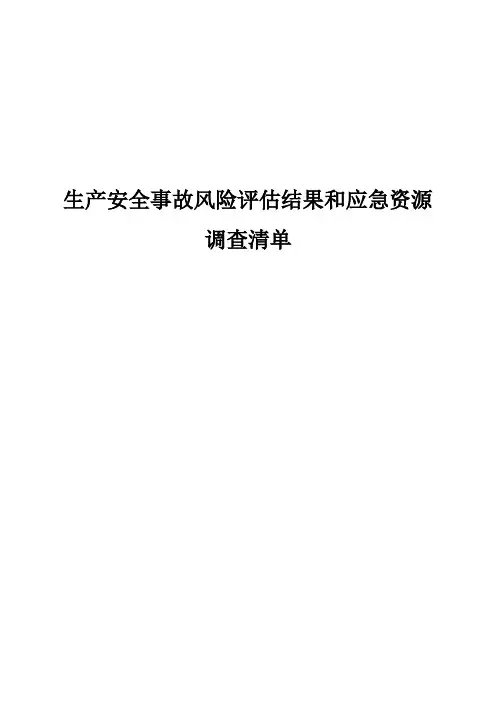 洗煤厂生产安全事故风险评估结果和应急资源调查清单 (1)