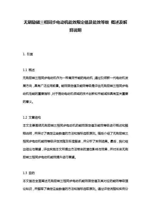 无刷励磁三相同步电动机能效限定值及能效等级_概述及解释说明