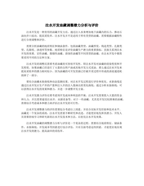 注水开发油藏调整潜力分析与评价