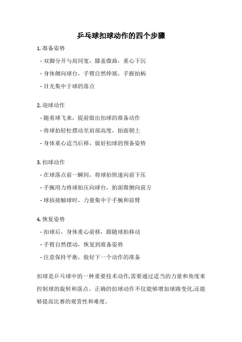 乒乓球扣球动作的四个步骤