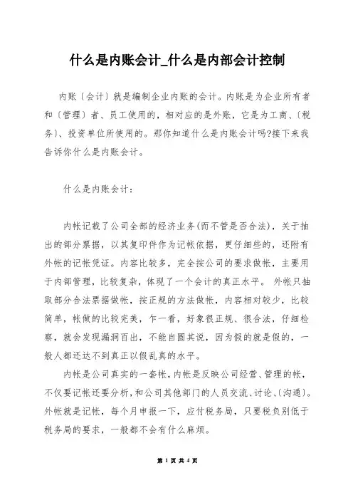 什么是内账会计_什么是内部会计控制