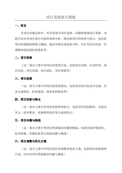 项目查新报告模板