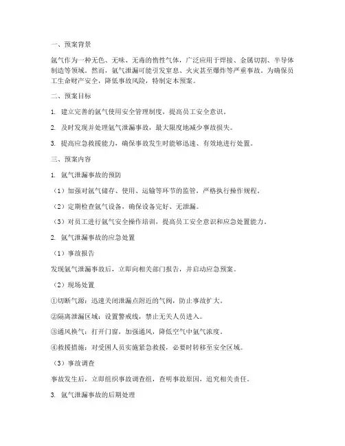 氩气使用应急预案方案
