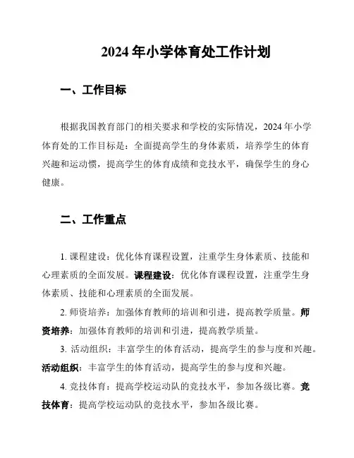 2024年小学体育处工作计划