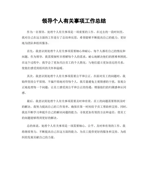 领导个人有关事项工作总结