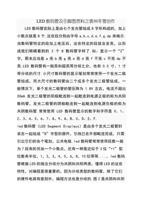 LED数码管及引脚图详细资料