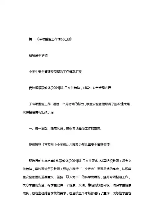 专项整治工作情况报告