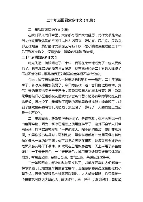 二十年后回到家乡作文（9篇）