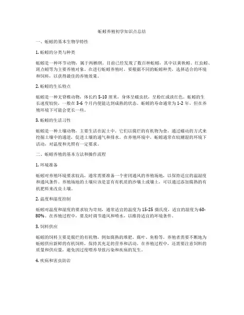 蚯蚓养殖初学知识点总结