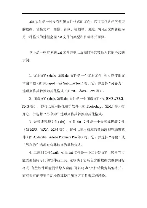 dat ini文件格式转换原理