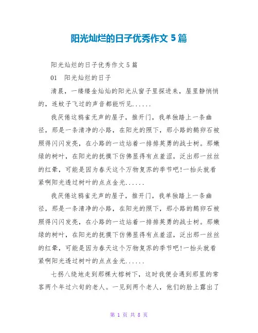 阳光灿烂的日子优秀作文5篇