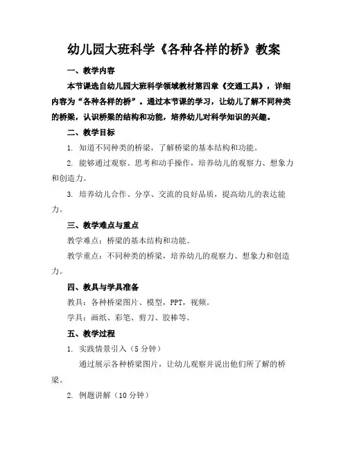 幼儿园大班科学《各种各样的桥》教案