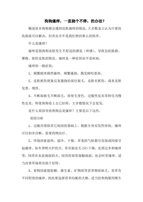 狗狗瘙痒,一直挠个不停,的办法？