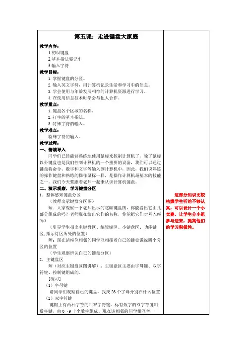 第五课 走进键盘大家庭