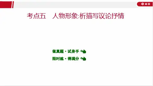 最新部编版中考语文专题复习第一篇文学类文本阅读考点五 人物形象：析描写议论抒情