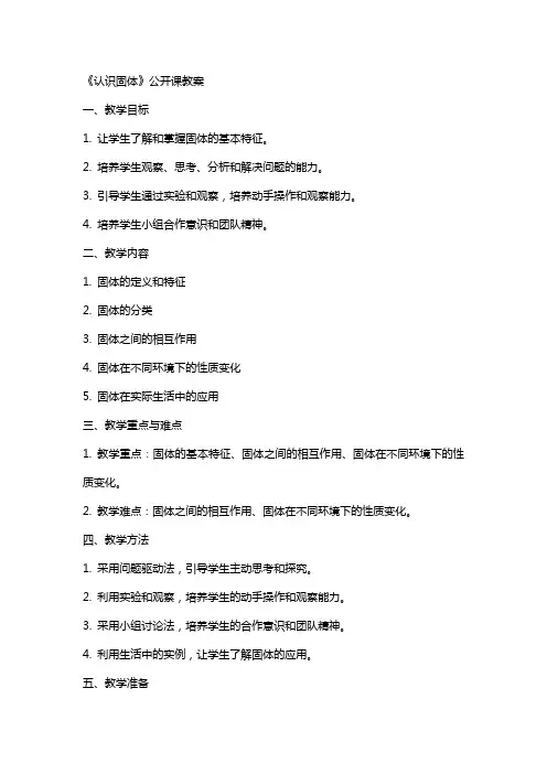 《认识固体》公开课教案