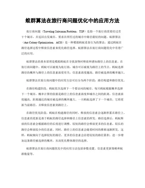 蚁群算法在旅行商问题优化中的应用方法