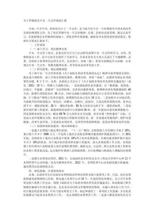 关于贯彻落实中央一号文件情况汇报