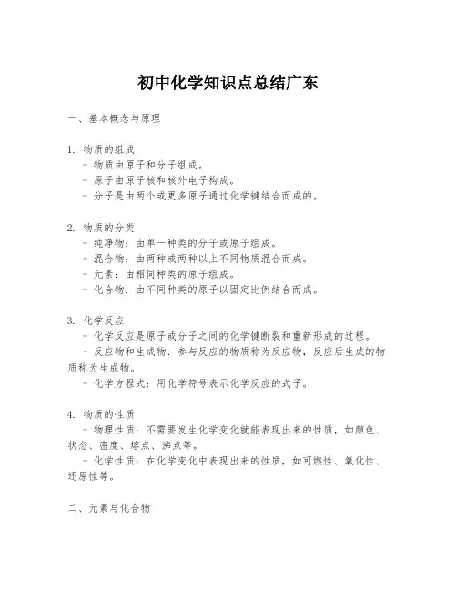 初中化学知识点总结广东