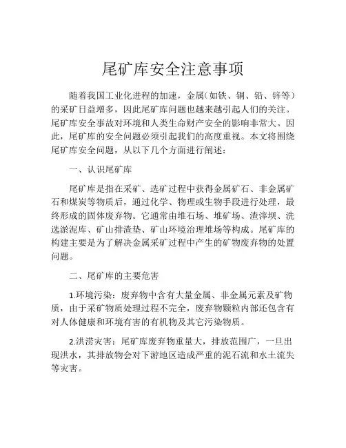 尾矿库安全注意事项