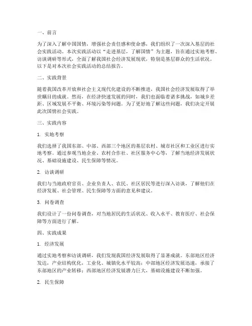 中国国情社会实践报告