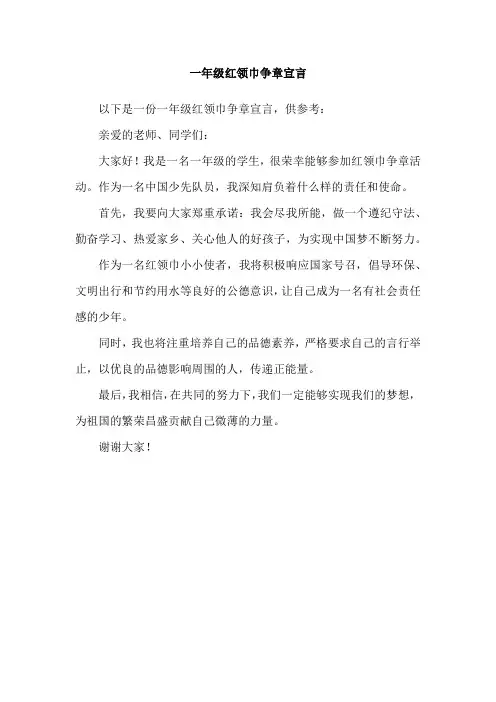 一年级红领巾争章宣言