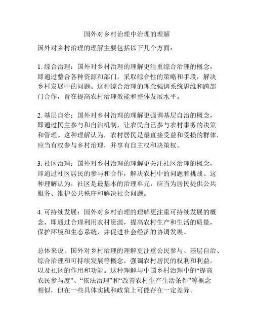 国外对乡村治理中治理的理解