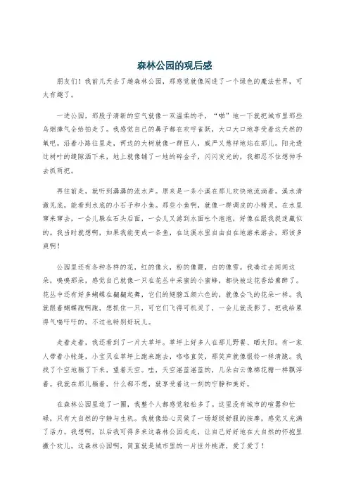 森林公园的观后感