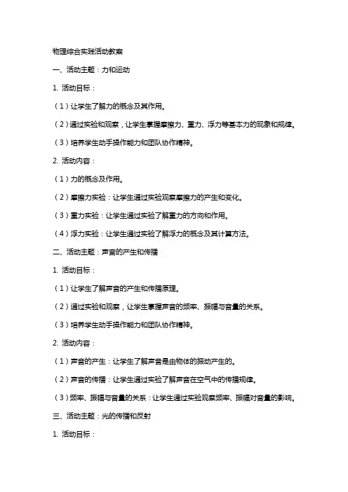 物理综合实践活动教案