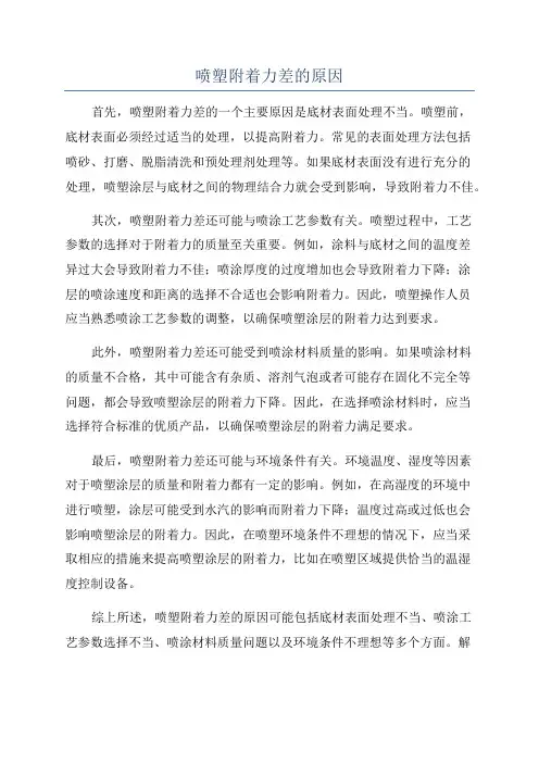 喷塑附着力差的原因