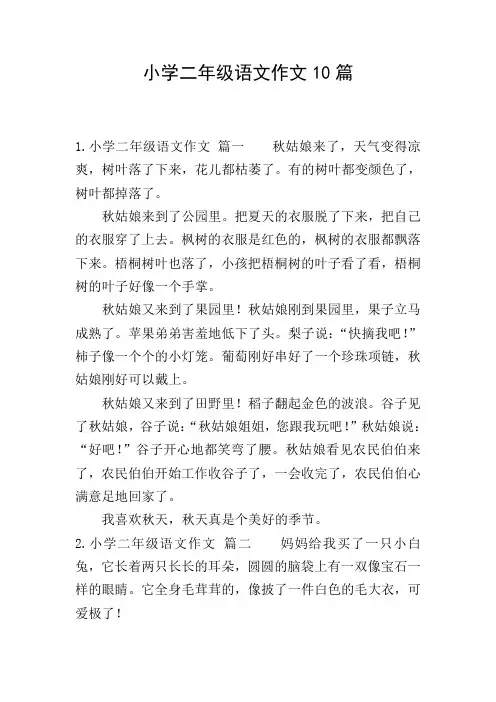 小学二年级语文作文10篇