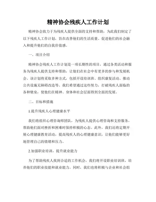 精神协会残疾人工作计划