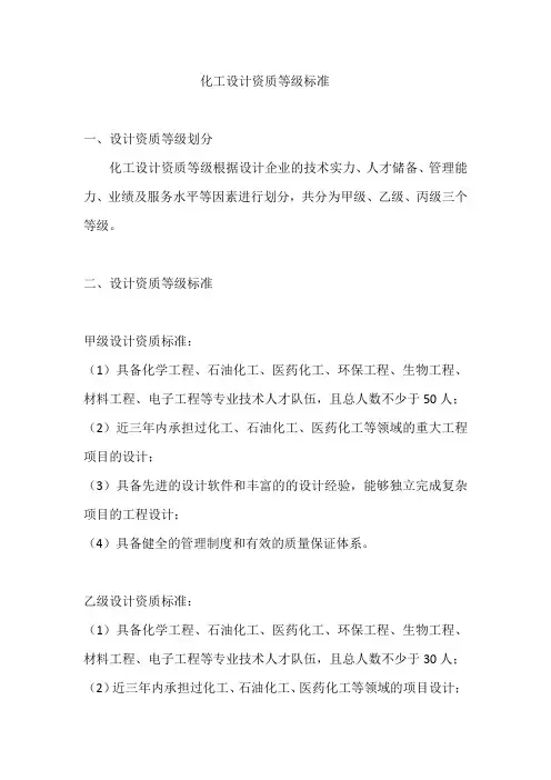 化工设计资质等级标准