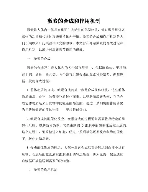 激素的合成和作用机制