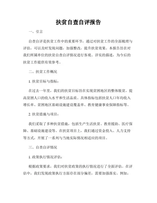 扶贫自查自评报告