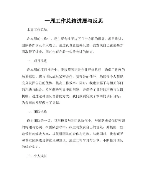一周工作总结进展与反思
