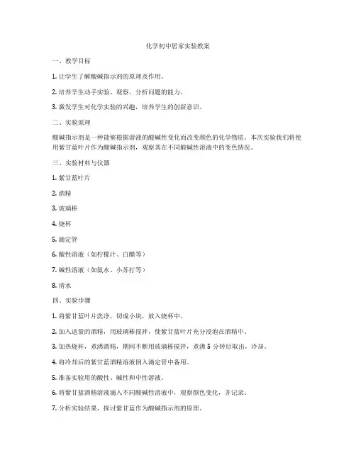 化学初中居家实验教案