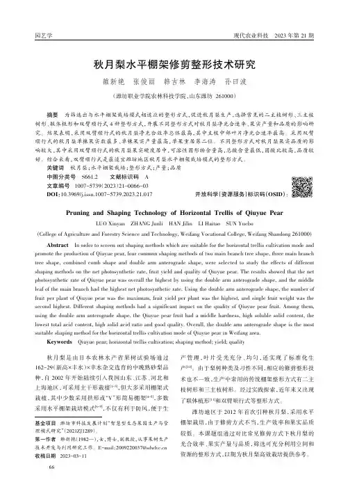 秋月梨水平棚架修剪整形技术研究