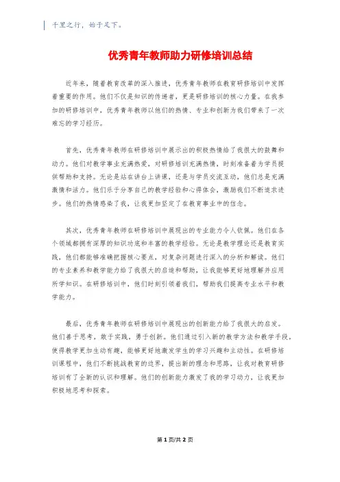 优秀青年教师助力研修培训总结