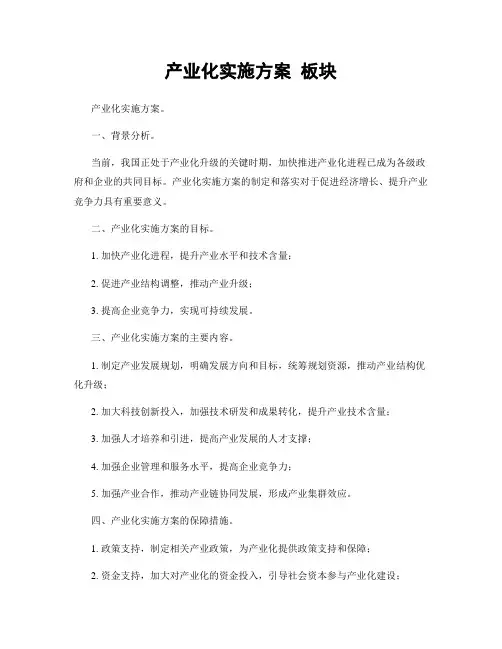 产业化实施方案 板块