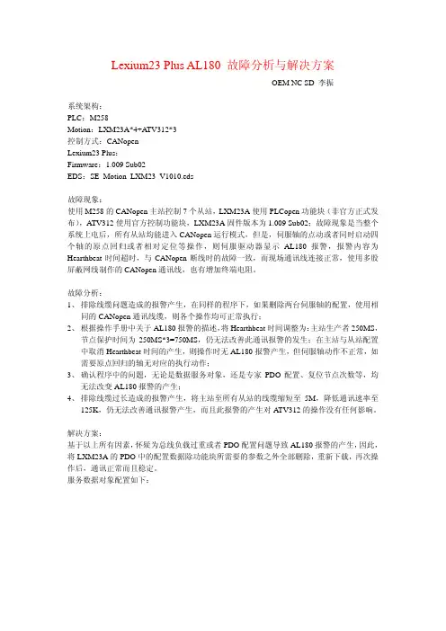 Lexium23 Plus AL180 故障分析与解决方案