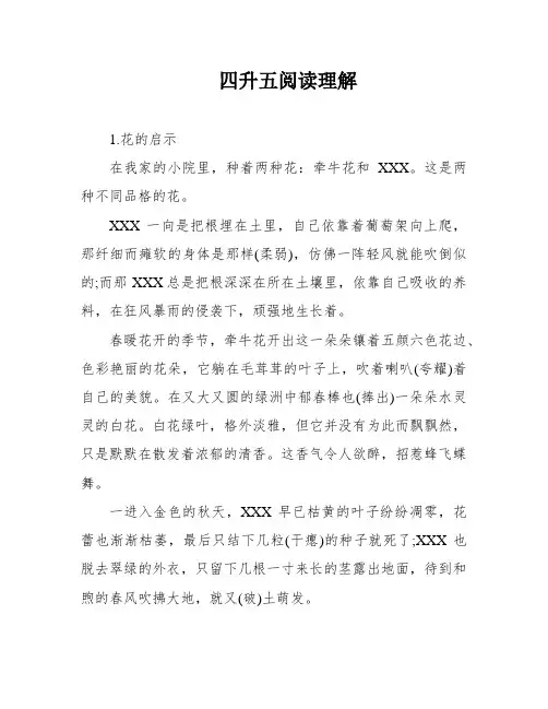四升五阅读理解