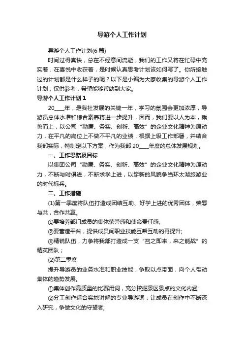 导游个人工作计划