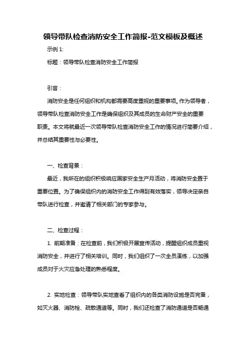 领导带队检查消防安全工作简报-概述说明以及解释