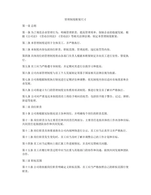管理制度框架尺寸