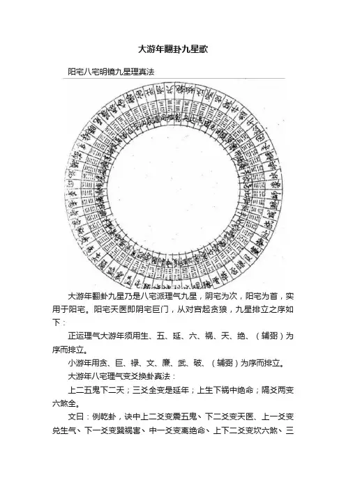 大游年翻卦九星歌